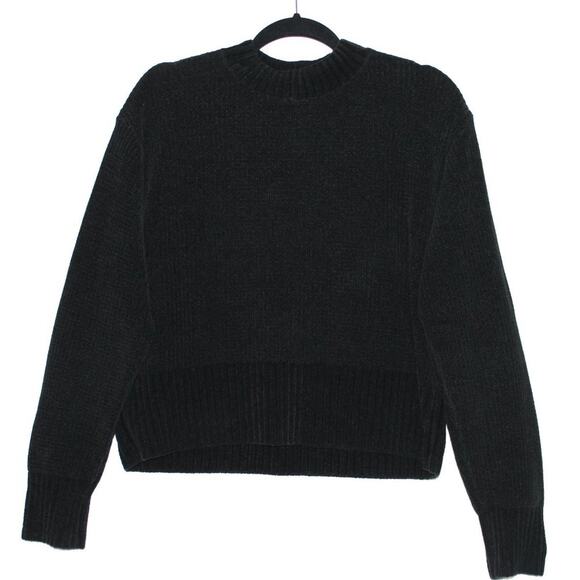 Mavi Jeans Black Velvet Mock Neck Sweater Large - Picture 1 of 6